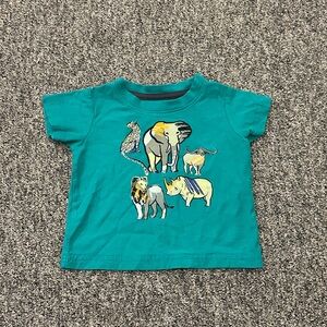 Tea Collection Blue Short Sleeve Tee with Animal Print